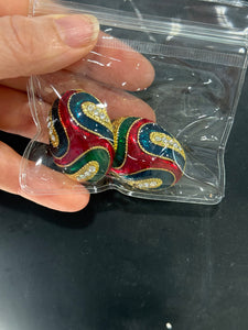 Vintage Heavy Oval Red Blue Clip On Earrings