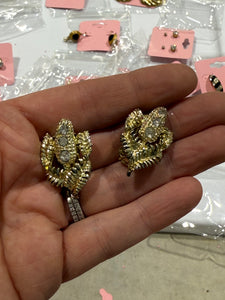 Vibtage Gokd and CZ Corn Clip Earrings