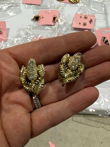 Vibtage Gokd and CZ Corn Clip Earrings