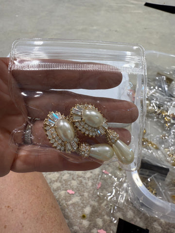 Vintage CZ Pearl Drop Earrings