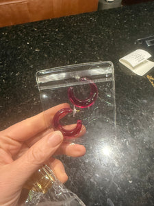 Vintage Pink Acrylic Hoops Post Earrings