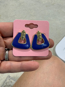 Vintage Petite Gold And Purple Door Knocker Post Earrings