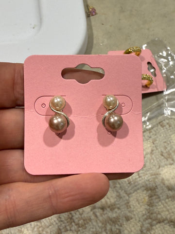 Vintage Petite Ornate Pearl Post Stud Earrings
