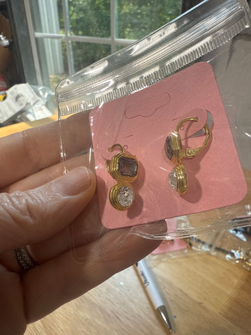 Vintage Petite Gold With Smoky Quartz Gem and Cz