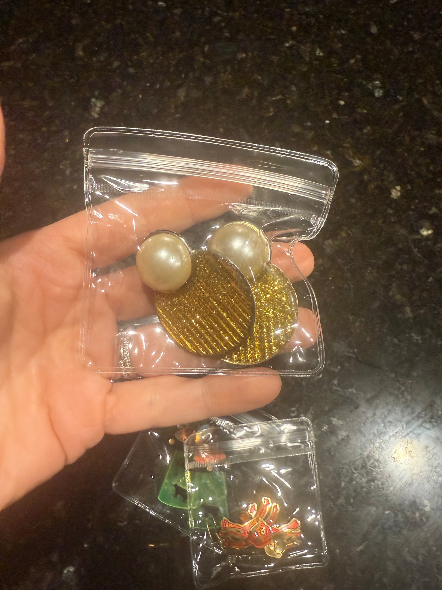 Vintage Sparkly Yellow and Pearl Post Earrings
