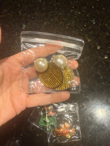 Vintage Sparkly Yellow and Pearl Post Earrings