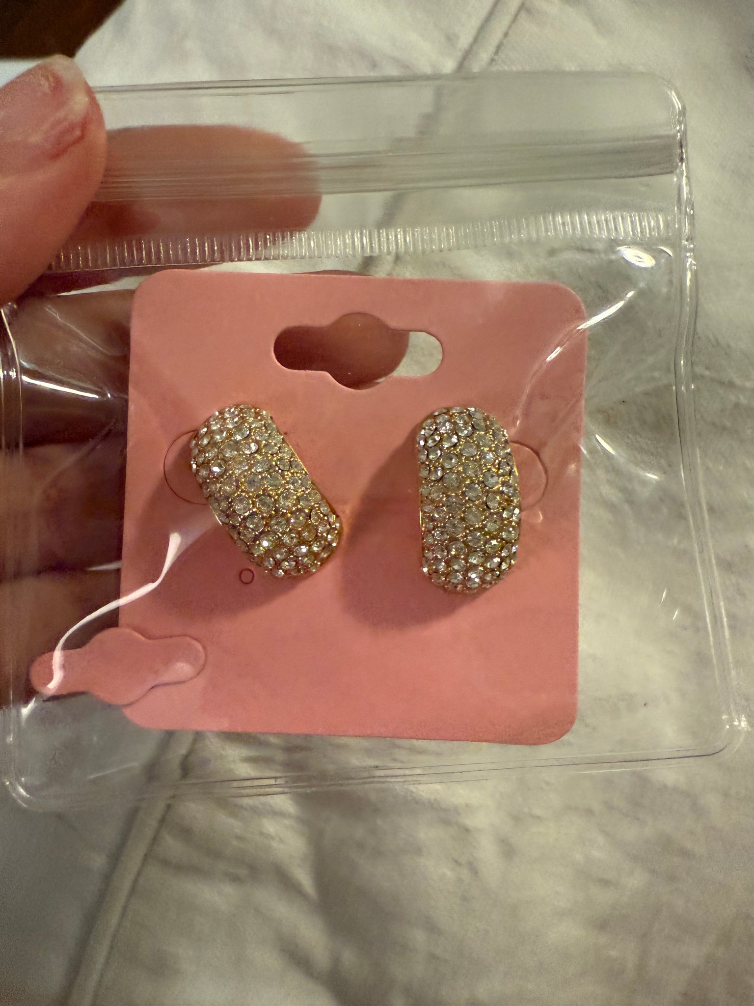 Vintage Petite Fat Pave Post Hoops Earrjngs