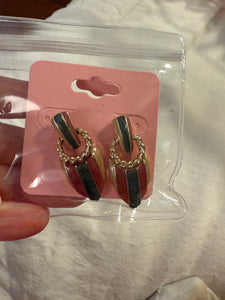 Vintage Gold with Red and Green Enamel Door Knocker Post Earrings