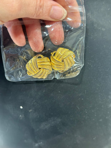 Vintage Gold Pretzel Style Clip On Earrings