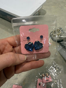 Vintage Heart Gem Drop Earrings