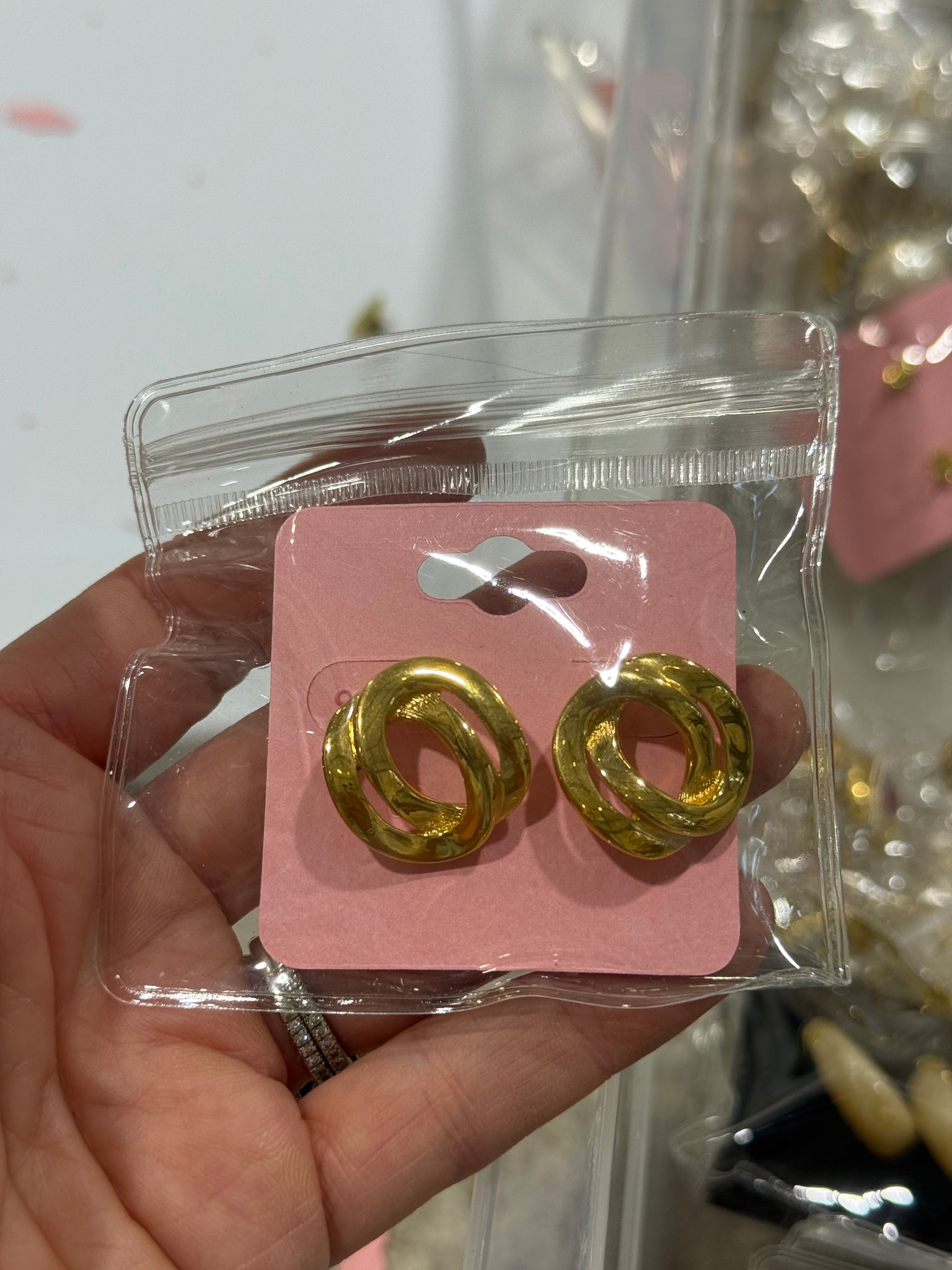 Vintage Round Monet Gold Stud Post Earrings