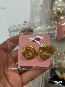 Vintage Round Monet Gold Stud Post Earrings