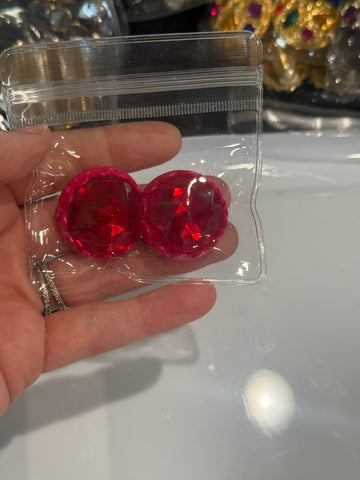 Vintage Pink Acrylic Gem Clip Ons Earrings