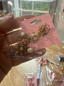 Vintage Crystal Pink Flower with Pearl Drop Earrings