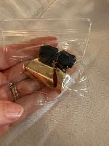 Vintage Black CZ and Gold Post Earring