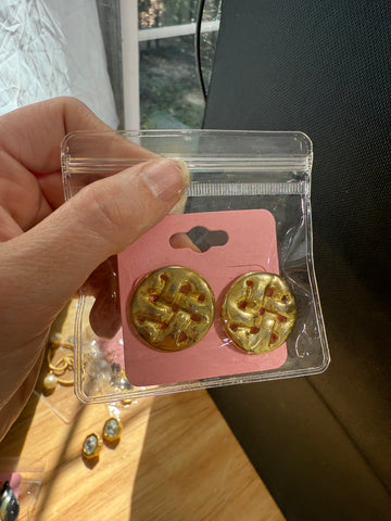 Vintage Small Round Gold Stud Earrings