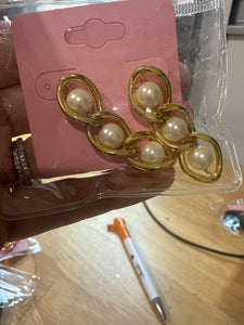 Vintage Good And Pearl Drop Post Earrings