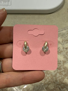 Vintage Petite Gold and CZ Stud Post Earrings