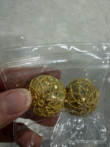 Vintage Gold Round Acrylic Floral Textured Design