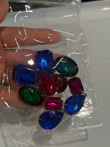 Vintage Large Colorful Cabochon Drop Earring