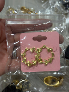 Vintage Gold Signed Circle Wreath Earrings