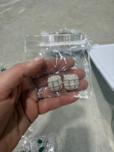 Vintage Petite Square Rhinestone ClipOn Earrings