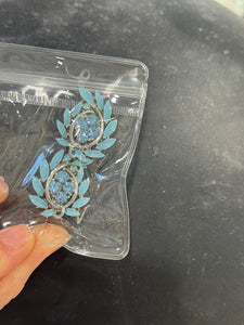 Vintage Tiffany Blue Lisner Rhinestone Clip On Earrings