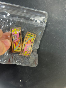 Vintage Rectangular Colorful Wave Clip On Earrings
