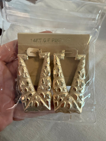 Vintage 14k Plated Large Hoop Earrings