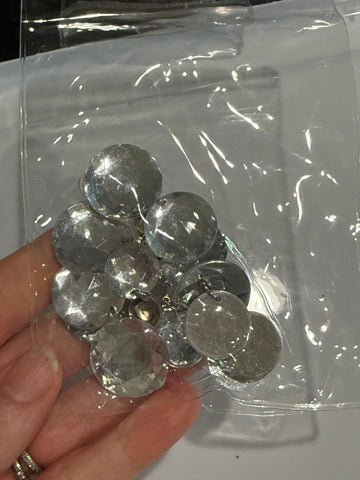Vintage Large Clear Cabochon Acrylic Clip On Earrings