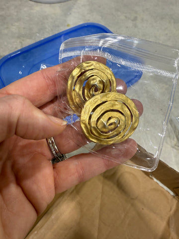 Vintage Large Chunky Matte Gold Swirl Post Earrings
