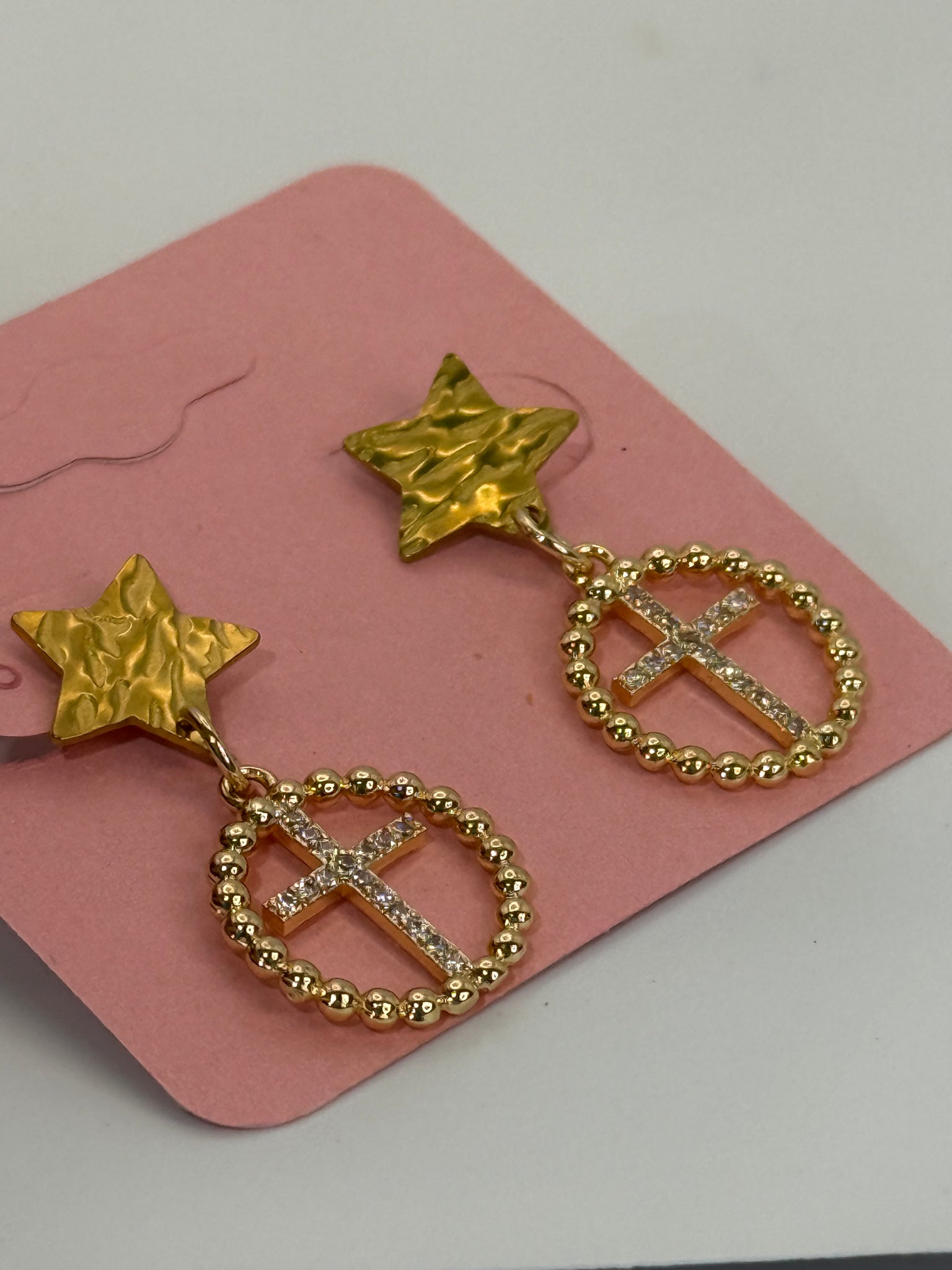 Amy T Star and Cross Drop Earrings