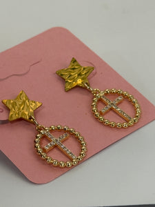 Amy T Star and Cross Drop Earrings