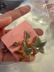 Vintage Gold Star Drop Post Drop Earrings