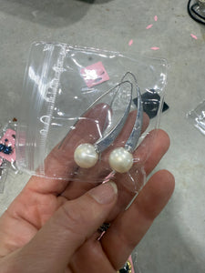 Vintage Large Silver Pearl Drop Earrings