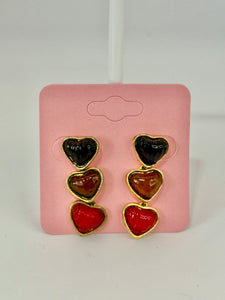 Vintage Colorful Heart Cabochon Drop Earrings