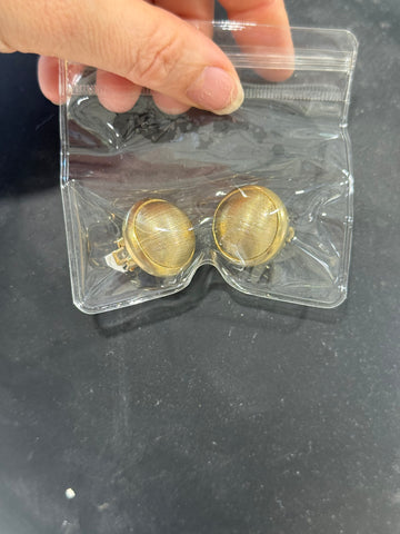 Vintage Round Gold Stud Clip On Earrings