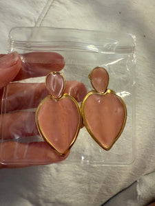 Vintage Pink Enamel Napier Drop Post Earrings