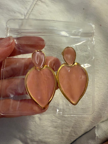 Vintage Pink Enamel Napier Drop Post Earrings