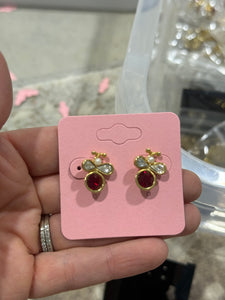 Vintage Bug CZ Red Gem Post Studs JB