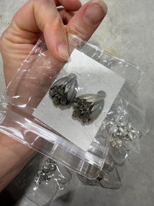 Antique Silver Flower Rhinestone Clip Ons