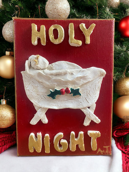5x7 Red Holy Night Christmas Canvas