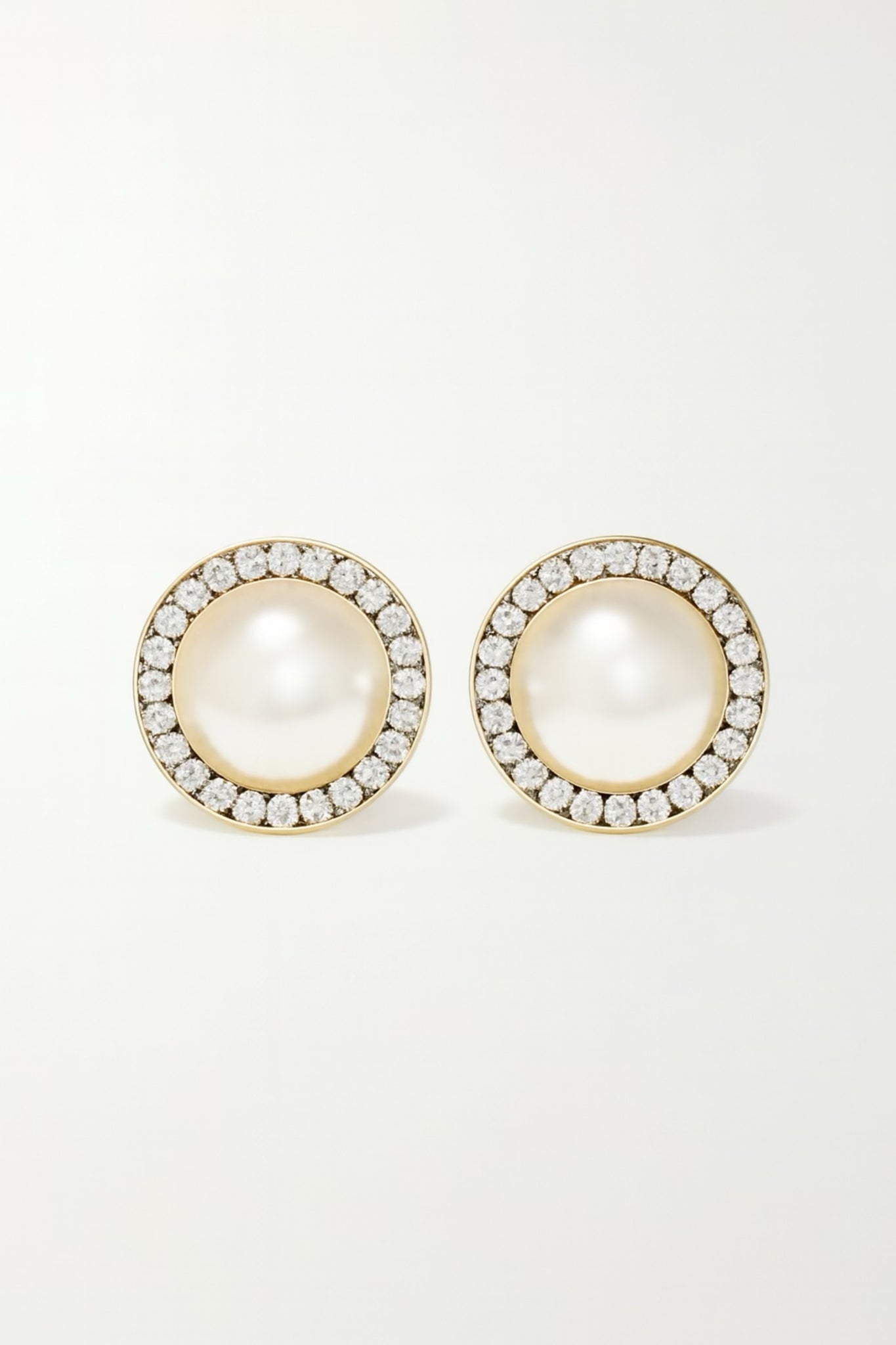 Vintage Pearl and CZ Large Post Earrings
