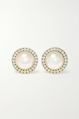 Vintage Pearl and CZ Large Post Earrings
