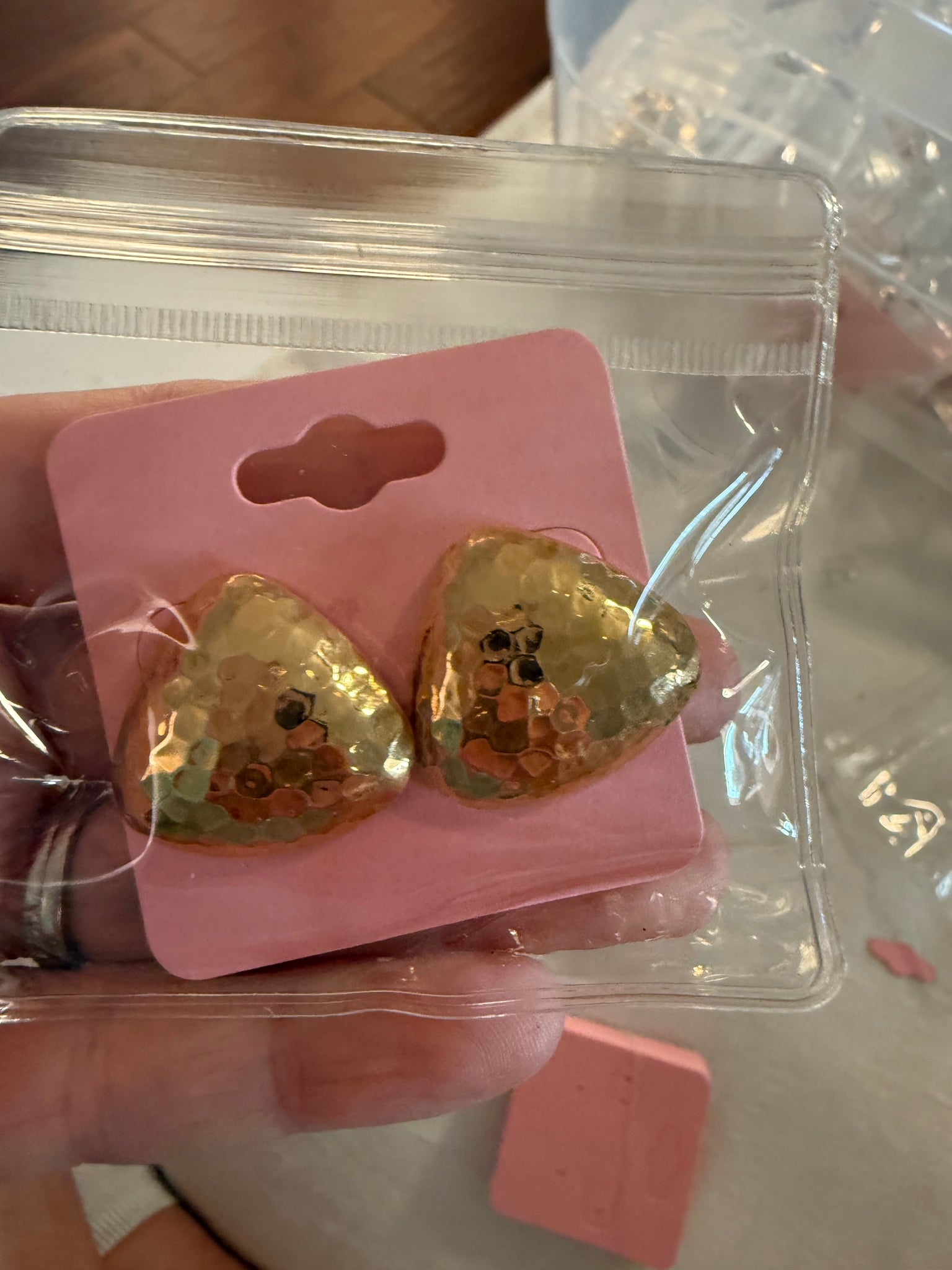 Vintage Hammered Gold Triangular Stud Post Earrings
