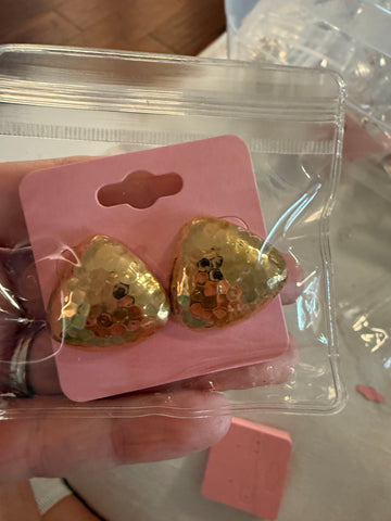 Vintage Hammered Gold Triangular Stud Post Earrings