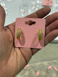 Vintage Petite Trifari CZ Gold Hoop Post Earrings