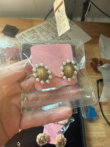 Vintage Petite Pearl And Stone Clip On Earrings
