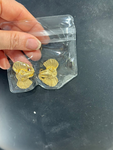 Vintage Gold Elephant Stud Clip On Earrings