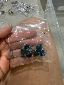 Antique Blue Gemstone Silver Clip Ons Earrings